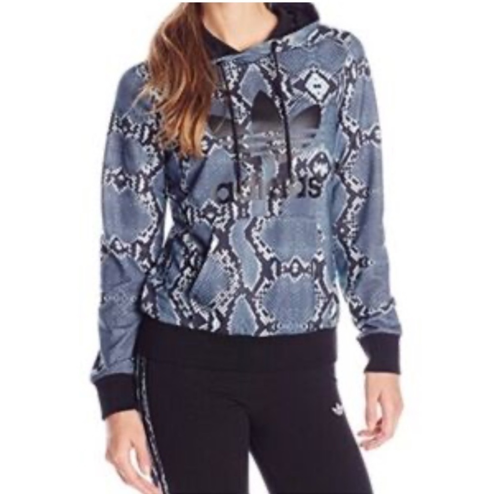 Adidas Snake Pattern Hoodie Black and Blue